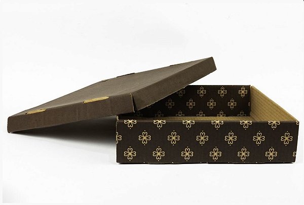 CAIXA PAPELAO QUADRADA DECORADA MARROM N.1 30X30X7