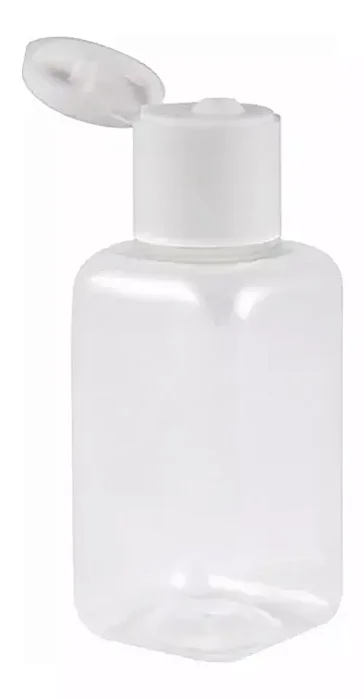 FRASCO PLASTICO 42ML PVC QUADRADO TAMPA FLIP TOP BRANCA C/10