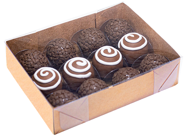 CAIXA FUNDO KRAFT 12 DOCES TAMPA TRANSPARENTE PCT C/10 UND