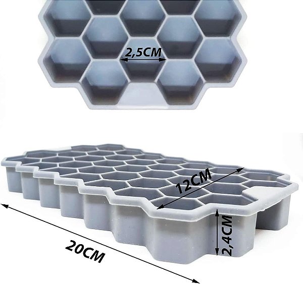 FORMA GELO SILICONE HEXAGONAL 20X12X2