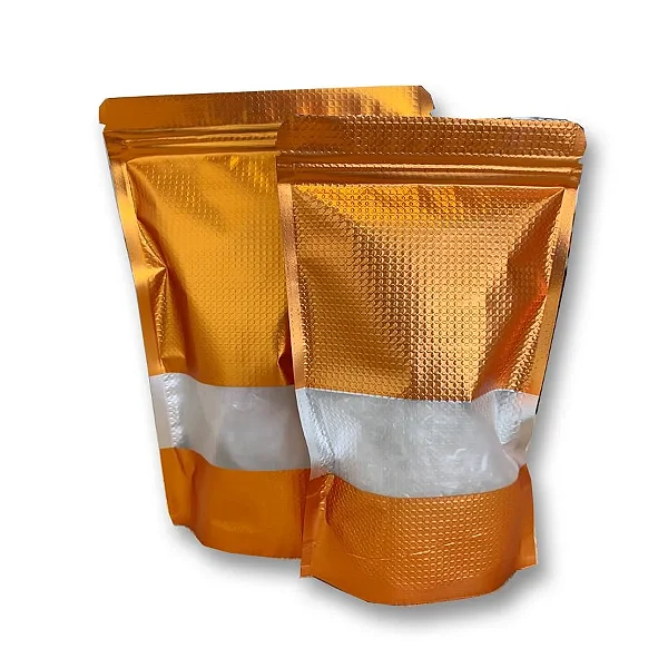 SACO HERMETICO TEXTURIZADO COM VISOR COBRE 14X18X3CM C/10 UND