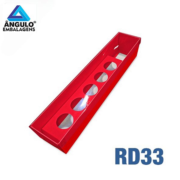 CAIXA PARA FLOR 5 DOCES VERMELHA TAMPA ACETATO 32X6X5,5CM UND - RD33