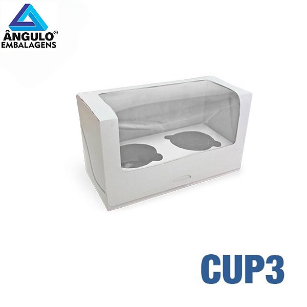 CAIXA PARA 2 CUPCAKE BRANCO 17X8,5X10CM UNIDADE - CUP3