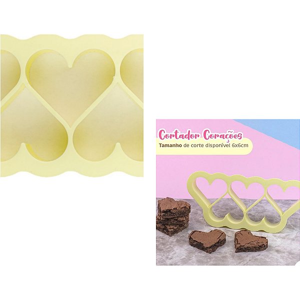 CORTADOR BROWNIE CORACOES 6x6 CORTA 5 UNIDADES