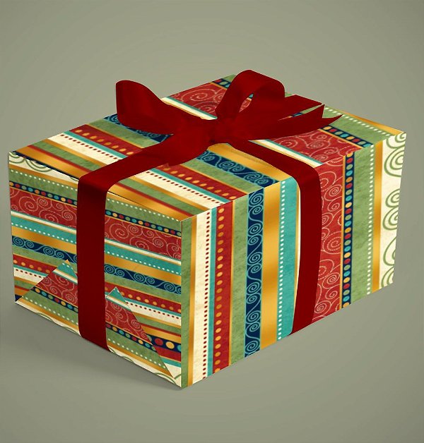 BOBINA PRESENTE 60CM CASUAL LISTRADA TOM VERDE REF 235