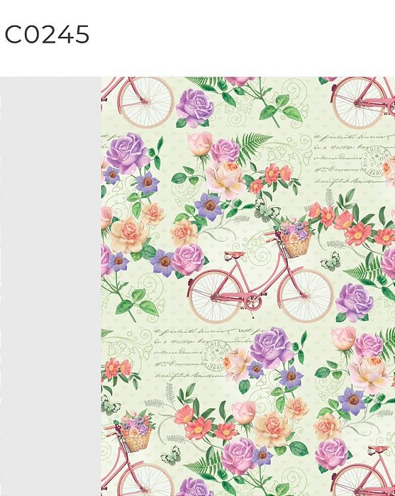 BOBINA 60CM FLORAL COM BICICLETA REF245