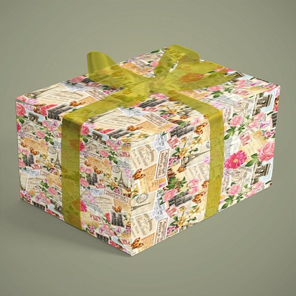 BOBINA 60CM FLORAL ROSA/TORRE EFFEL 291