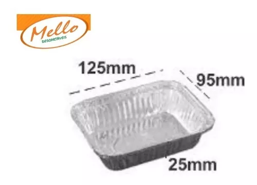 BANDEJA ALUMINIO RETANGULAR M90 - 220ML CX COM 100