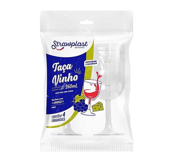 TACA ACRILICO VINHO 260ML 4 UNID