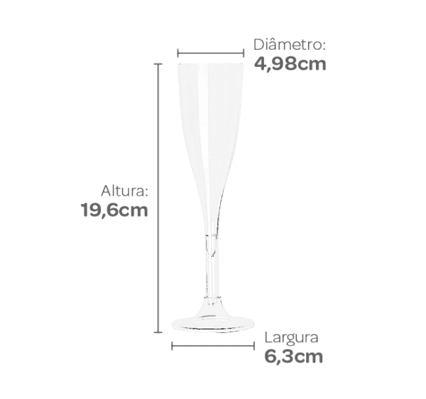 TAÇA ACRILICA CHAMPAGNE 120ML CRISTAL COM 4 UNIDADES
