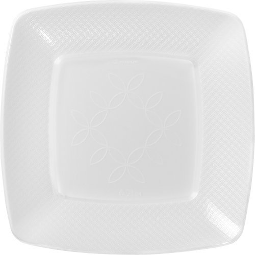 PRATO ACRILICO 15CM BRANCO QUADRADO C/10