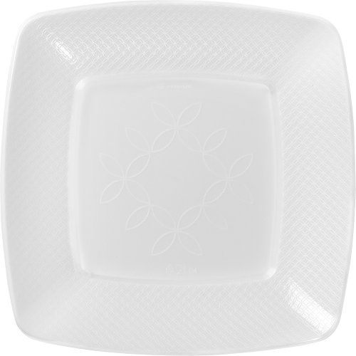 PRATO ACRILICO 15CM BRANCO QUADRADO C/10