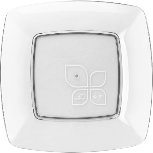 PRATO ACRILICO 21CM QUADRADO CRISTAL C/10 UND