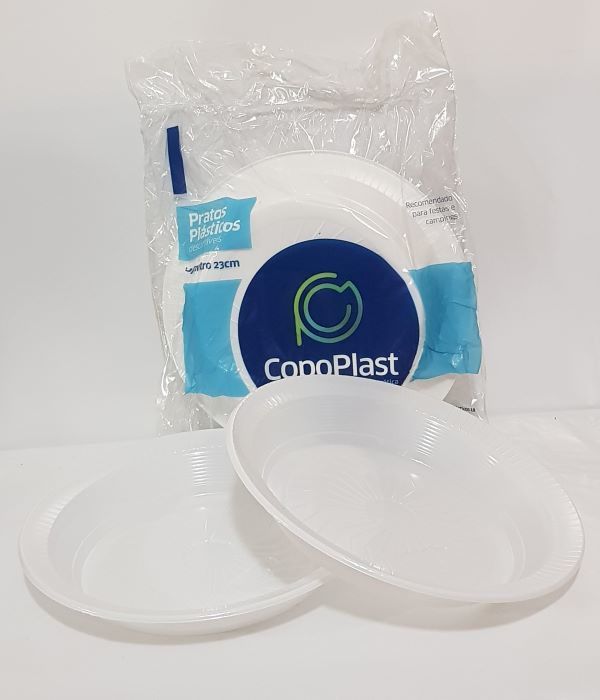PRATO 23CM RASO BRANCO PACOTE C/10 UND