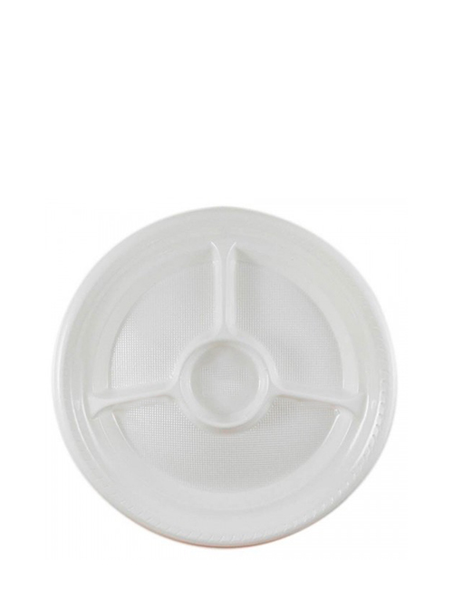 PRATO 26CM FUNDO BRANCO C/ DIVISORIA PACOTE C/10