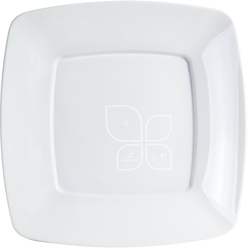 PRATO ACRILICO 21CM BRANCO QUADRADO C/10