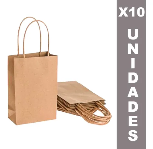 SACOLA PAPEL KRAFT MINI 14X16X8 C/10