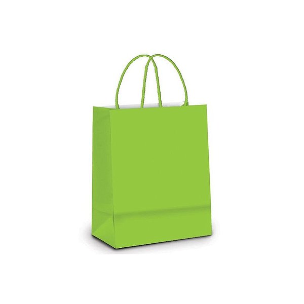 SACOLA PAPEL VERDE LIMAO M 25X31 C/10
