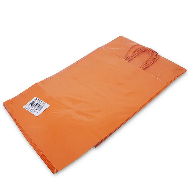 SACOLA PAPEL LARANJA M 25X31 C/10