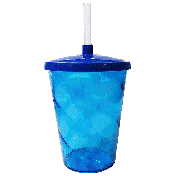 COPO TWISTER 300ML AZUL COM TAMPA E CANUDO UND