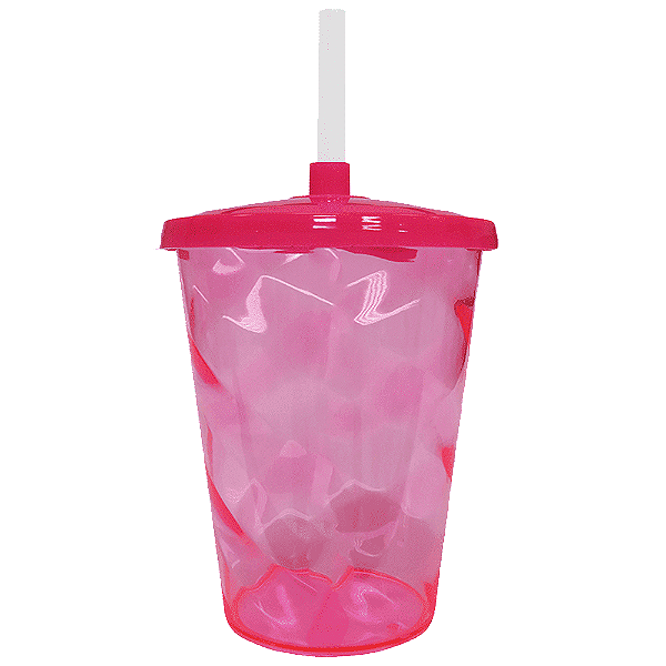 COPO TWISTER 300ML PINK COM TAMPA E CANUDO UND