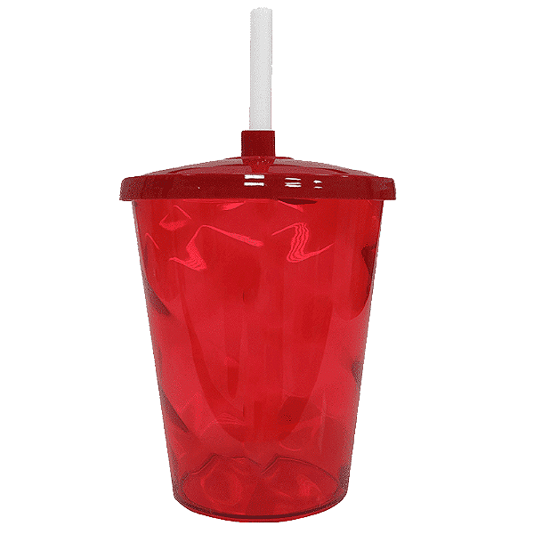 COPO TWISTER 300ML VERMELHO COM TAMPA E CANUDO UND