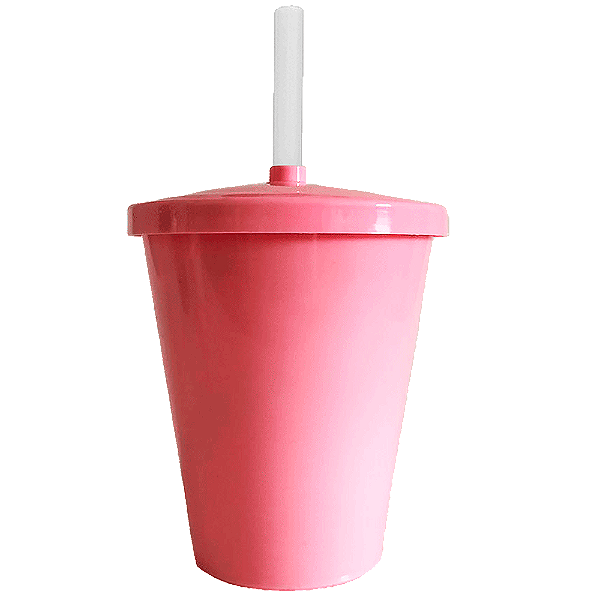 COPO TWISTER 300ML ROSA BEBE COM TAMPA E CANUDO UND