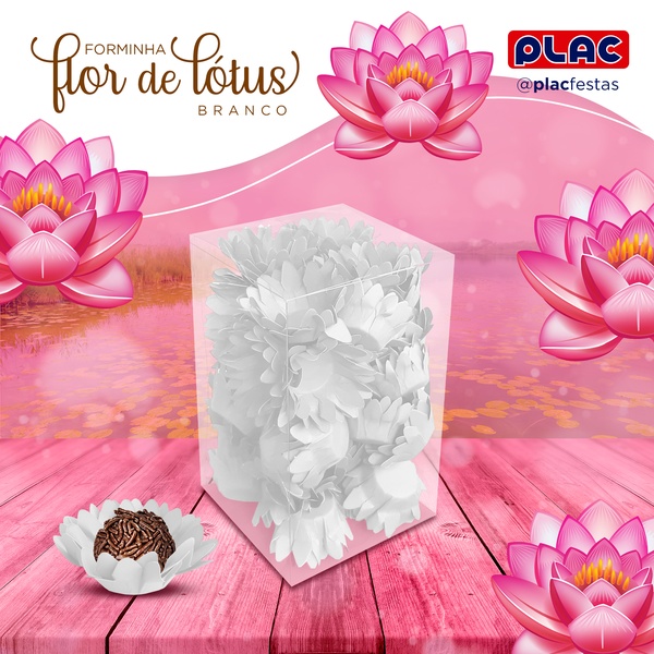 FORMA P/ DOCES FLOR DE LOTUS BRANCO C/40 UND