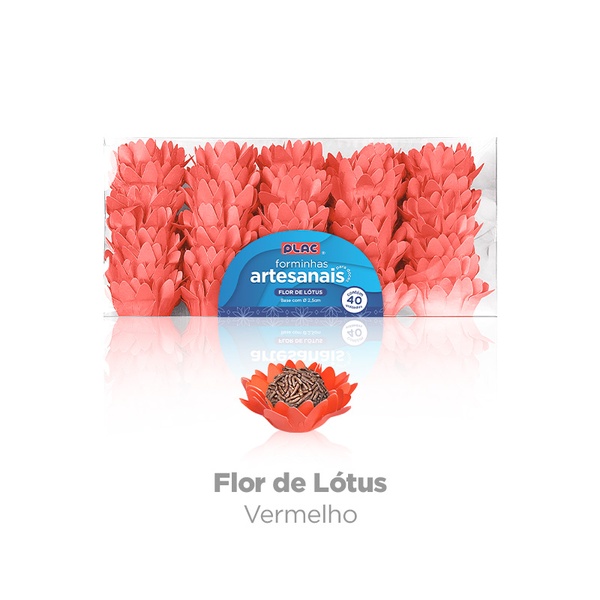 FORMA P/ DOCES FLOR DE LOTUS VERMELHO C/40 UND