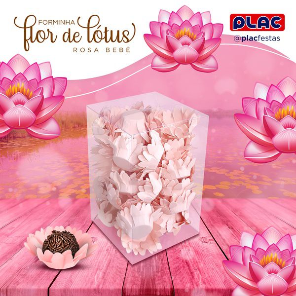 FORMA P/ DOCES FLOR DE LOTUS ROSA BEBE C/40 UN