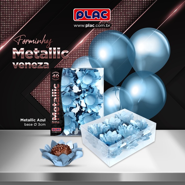 FORMA P/ DOCES VENEZA METALLIC AZUL 40 UN