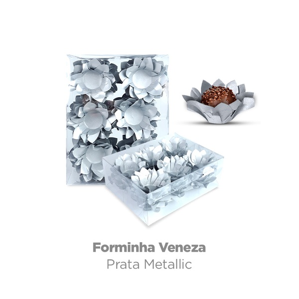 FORMA P/ DOCES VENEZA METALLIC PRATA 40 UN