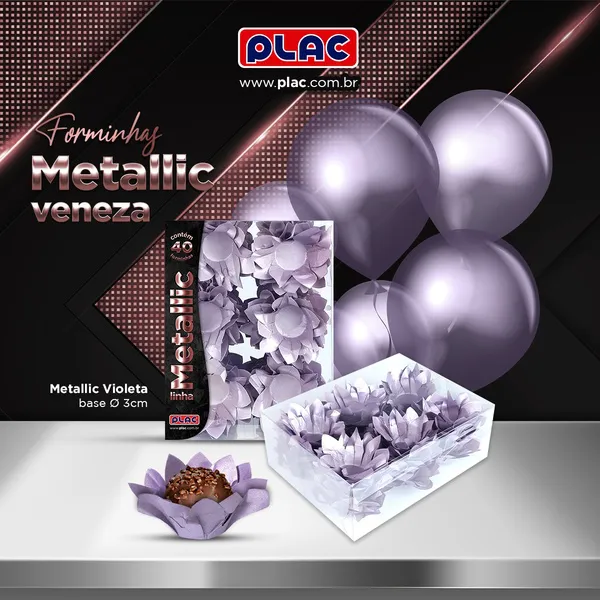 FORMA PARA DOCES VENEZA METALLIC VIOLETA C/40 UND