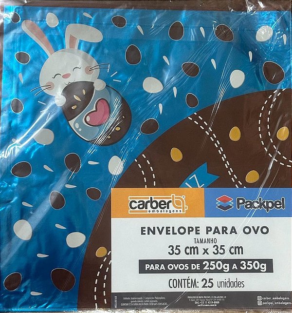 ENVELOPE OVO ALEGRIA DE PASCOA AZUL 35x35 PCT C/25 UND