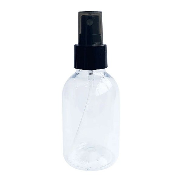 FRASCO PLASTICO 100ML TAMPA SPRAY PRETA ROSCA 24MM