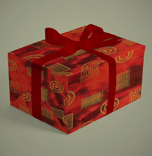 BOBINA PRESENTE 40CM CASUAL VERMELHO DETALHE DOURADO R109