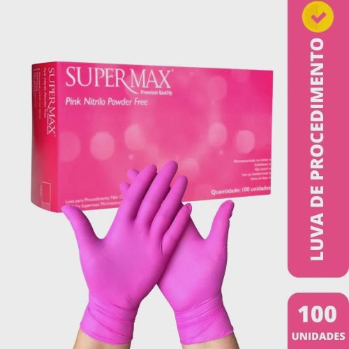 LUVA NITRILICA PINK M SEM PO C/100 UND