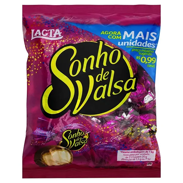 BOMBOM SONHO DE VALSA 1KG MEDIA C/50 UND