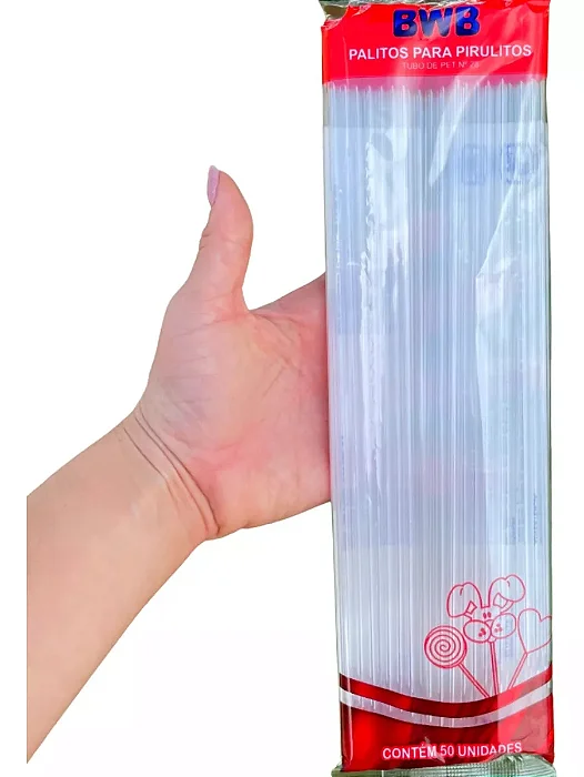 PALITOS PARA PIRULITO TUBO PET CRISTAL 28CM C/50
