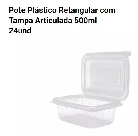 POTE RETANGULAR 500ML TAMPA ARTICULADA C/24 UND