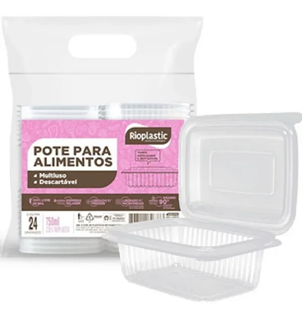POTE RETANGULAR 750ML TAMPA ARTICULADA C/24 UND
