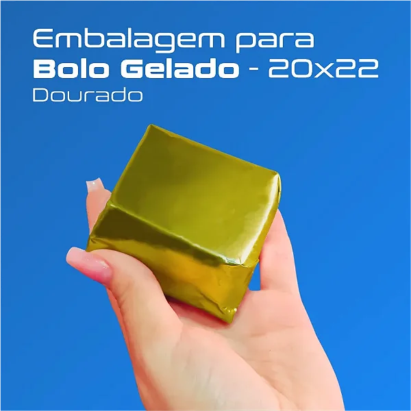 EMBALAGEM LAMINADA PARA BOLO OURO BRILHO 20x22 C/50 UND