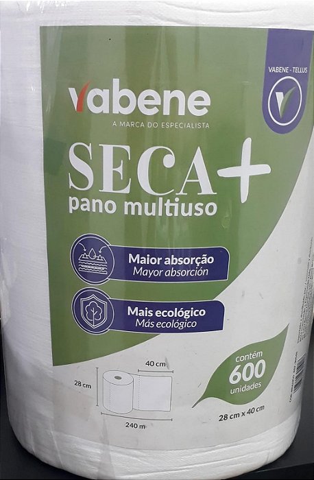 PANO MULTIUSO 28CMX40 METROS BRANCO COM 600 UNIDADES