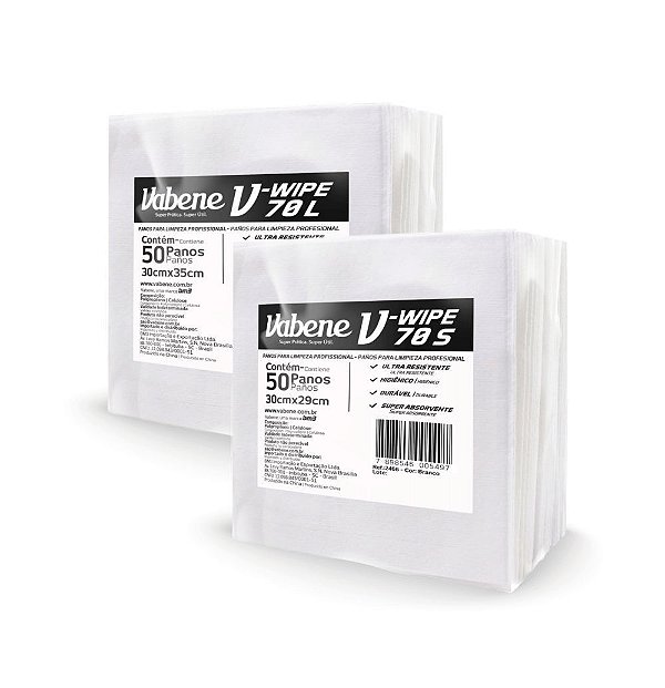 PANO BRANCO V-WIPE 50 S MULT LIMPEZA PROFISSIONAL 30X29 C/50