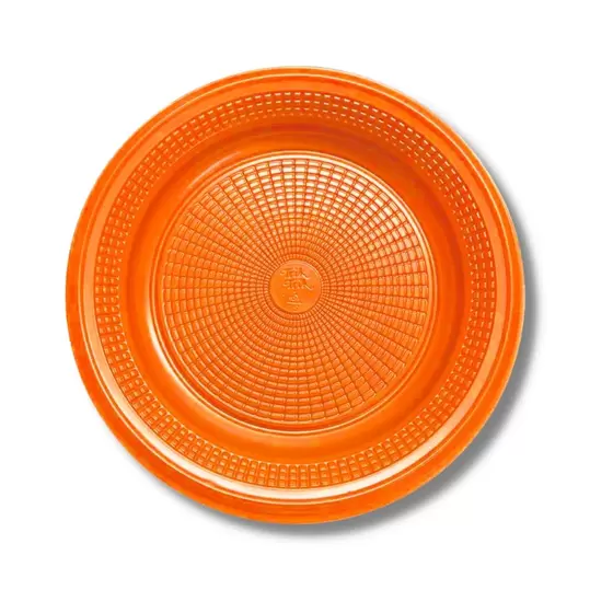 PRATO 15CM BIODEGRADAVEL REDONDO RASO LARANJA C/10