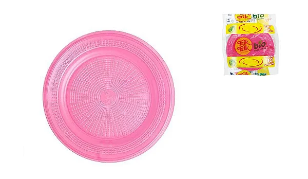PRATO 15CM BIODEGRADAVEL REDONDO RASO ROSA CANDY C/10