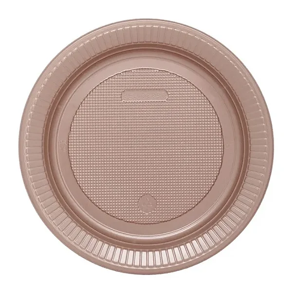 PRATO 15CM BIODEGRADAVEL REDONDO RASO ROSE GOLD C/10