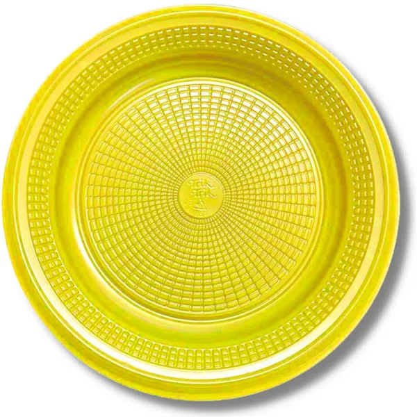 PRATO 15CM BIODEGRADAVEL REDONDO RASO AMARELO C/10