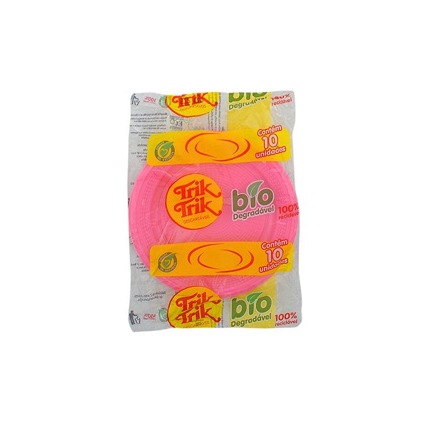 PRATO 15CM BIODEGRADAVEL REDONDO RASO ROSA C/10