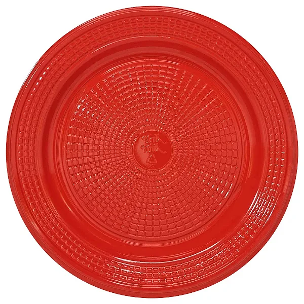 PRATO 15CM BIODEGRADAVEL REDONDO RASO VERMELHO C/10